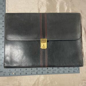 Bally’s Black Leather Men's Bag Envelope with Gold Accent